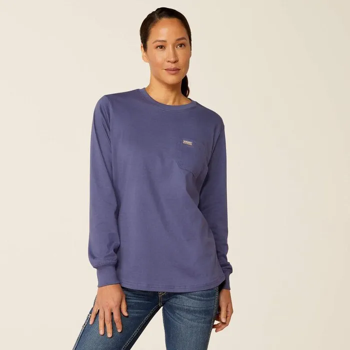 Women TShirts and Tops Ariat Rebar Cotton Strong Quality TShirt Blue Indigo