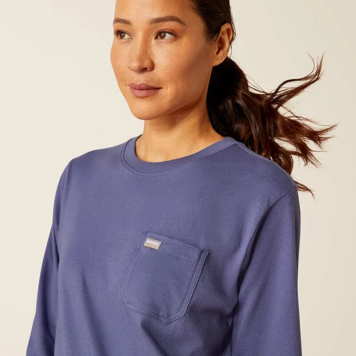 Women TShirts and Tops Ariat Rebar Cotton Strong Quality TShirt Blue Indigo
