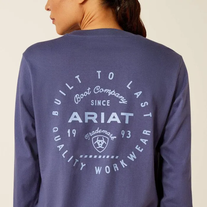 Women TShirts and Tops Ariat Rebar Cotton Strong Quality TShirt Blue Indigo
