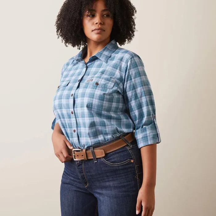 Women TShirts and Tops Ariat Rebar Made Tough DuraStretch Work Shirt Clear Sky Plaid Women TShirts and Tops Ariat Rebar Made Tough DuraStretch Work Shirt Clear Sky Plaid