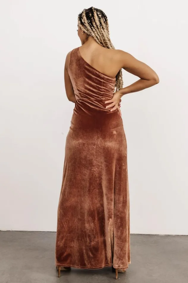 Women Tatiana Velvet One Shoulder Maxi Dress Bronze Baltic Born Maxi Dresses Women Tatiana Velvet One Shoulder Maxi Dress Bronze Baltic Born Maxi Dresses