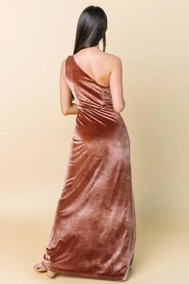 Women Tatiana Velvet One Shoulder Maxi Dress Bronze Baltic Born Maxi Dresses Women Tatiana Velvet One Shoulder Maxi Dress Bronze Baltic Born Maxi Dresses