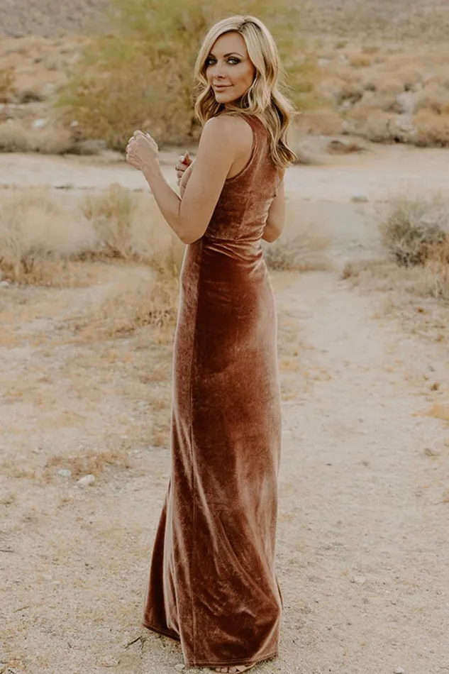 Women Tatiana Velvet One Shoulder Maxi Dress Bronze Baltic Born Maxi Dresses Women Tatiana Velvet One Shoulder Maxi Dress Bronze Baltic Born Maxi Dresses