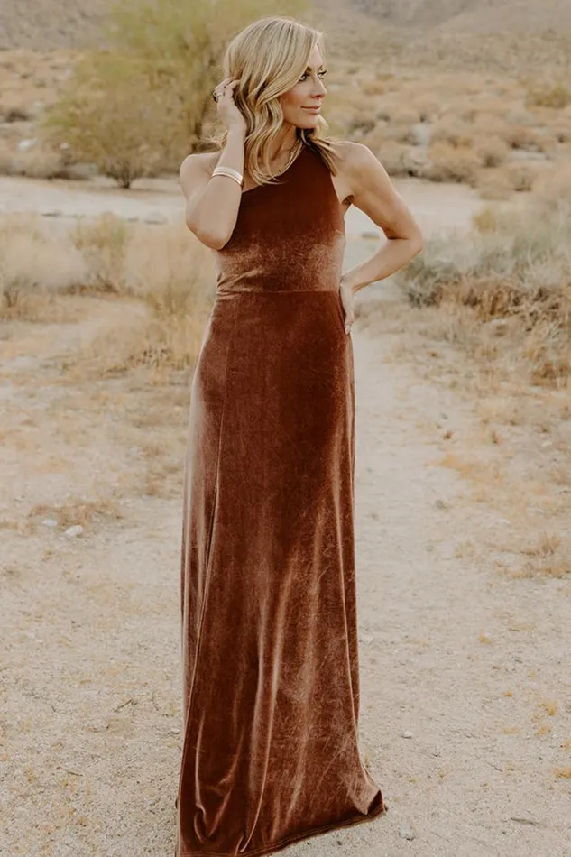 Women Tatiana Velvet One Shoulder Maxi Dress Bronze Baltic Born Maxi Dresses Women Tatiana Velvet One Shoulder Maxi Dress Bronze Baltic Born Maxi Dresses