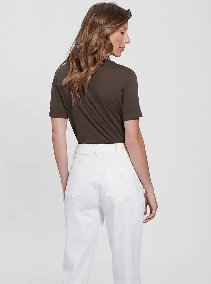 Women Tees and Tanks GUESS Eco Brown Java Nichita Logo Tshirt