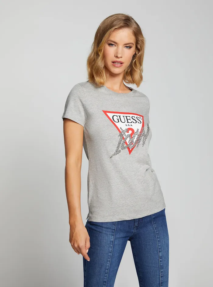 Women Tees and Tanks GUESS Eco Grey Icon Logo Tshirt