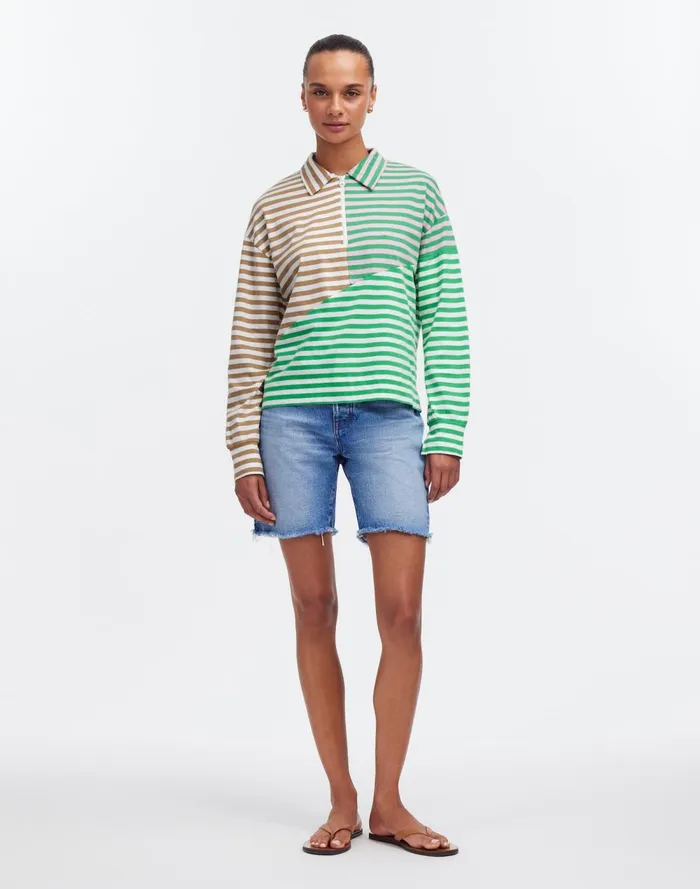 Women Tees Madewell KULE The Beck Sweatshirt Green Beige Blush