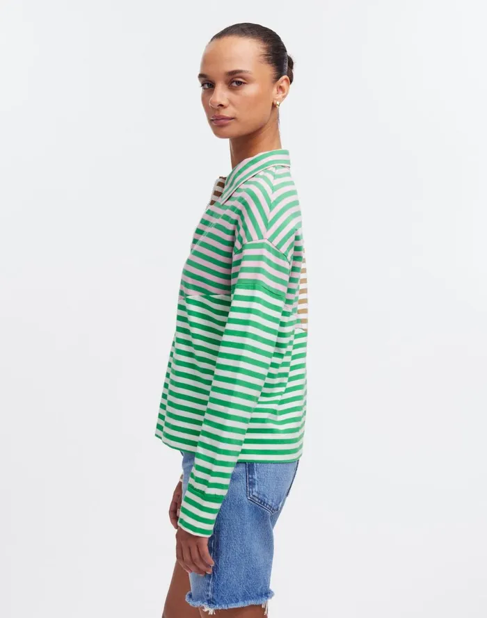 Women Tees Madewell KULE The Beck Sweatshirt Green Beige Blush