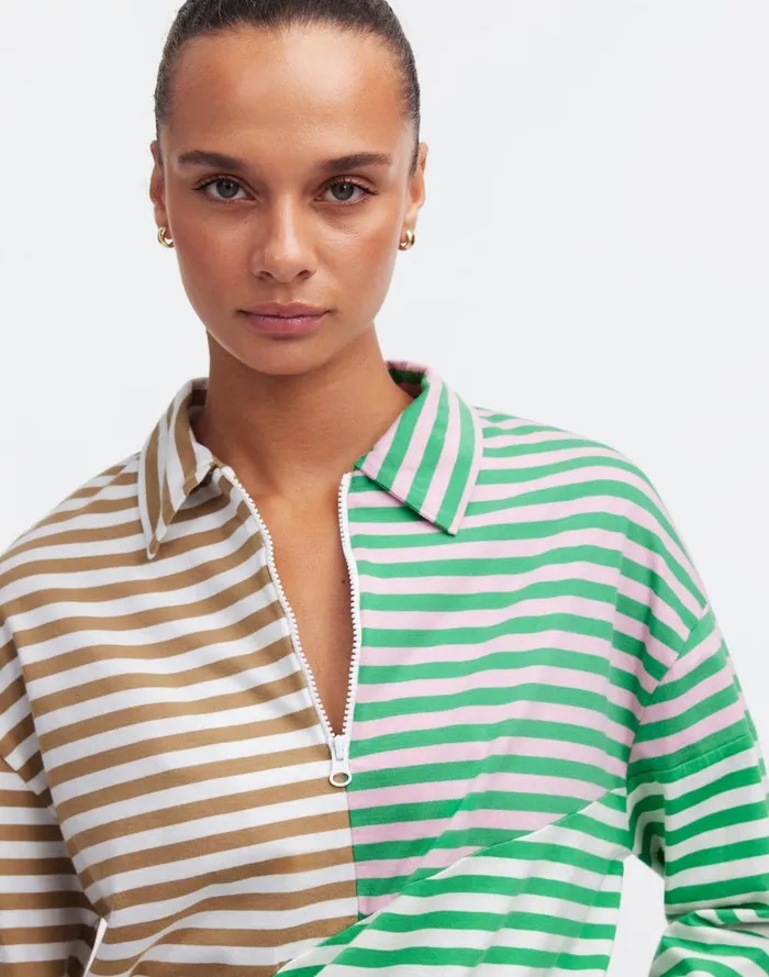 Women Tees Madewell KULE The Beck Sweatshirt Green Beige Blush