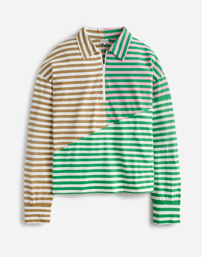 Women Tees Madewell KULE The Beck Sweatshirt Green Beige Blush