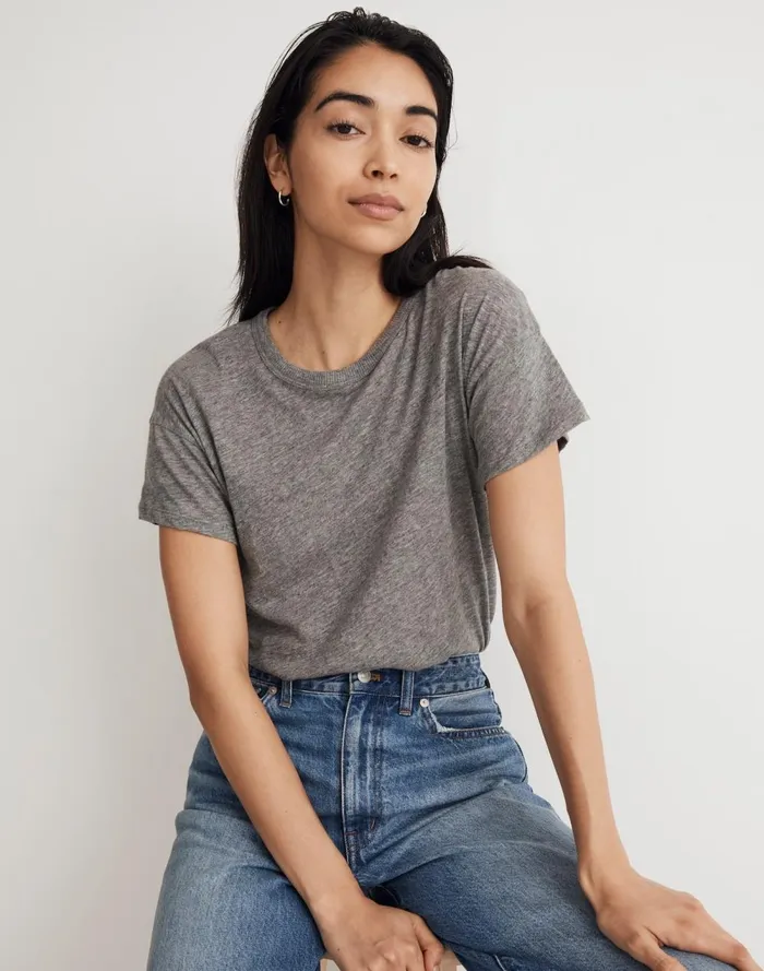 Women Tees Madewell Whisper Crew Neck Tee Hthr Iron