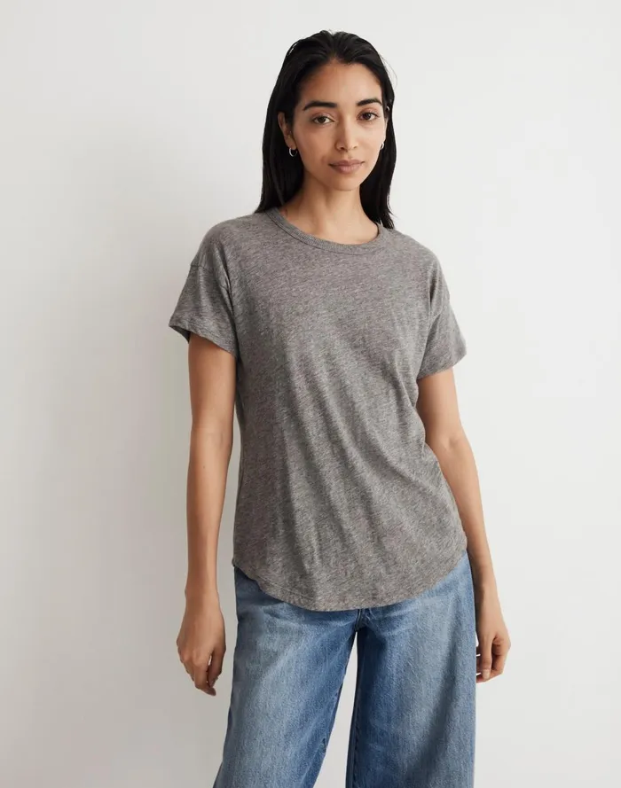 Women Tees Madewell Whisper Crew Neck Tee Hthr Iron