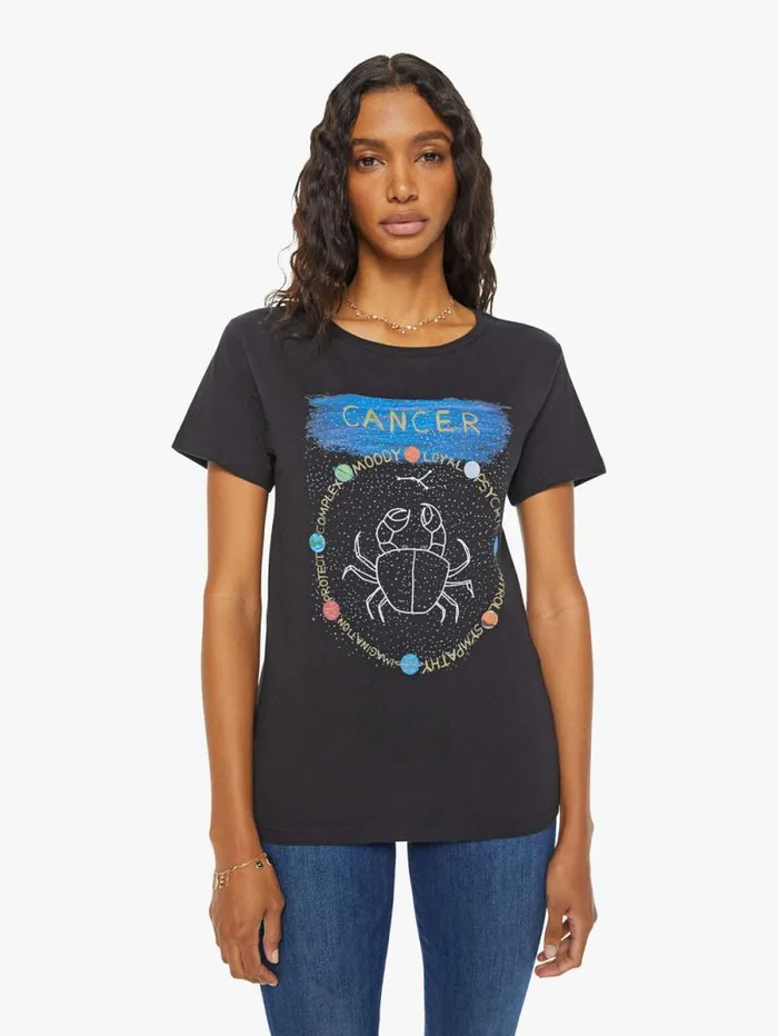 Women Tees Tanks Mother Denim Cancer Zodiac Tee Black