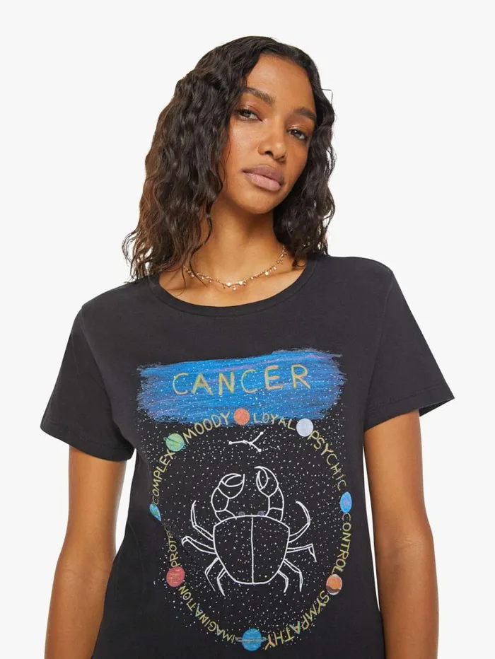 Women Tees Tanks Mother Denim Cancer Zodiac Tee Black