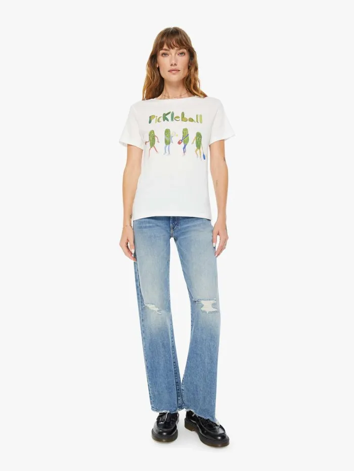 Women Tees Tanks Mother Denim Pickleball Tee White