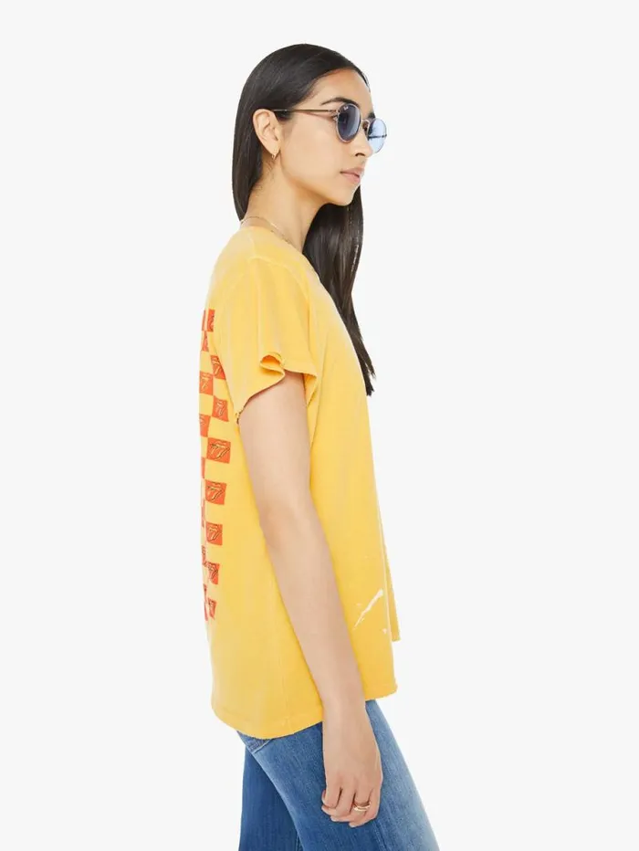 Women Tees Tanks Mother Denim Rolling Stones Pocket Tee Yellow gold