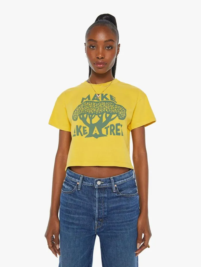Women Tees Tanks Mother Denim The Grab Bag Crop Tee Yellow