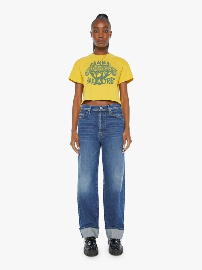 Women Tees Tanks Mother Denim The Grab Bag Crop Tee Yellow