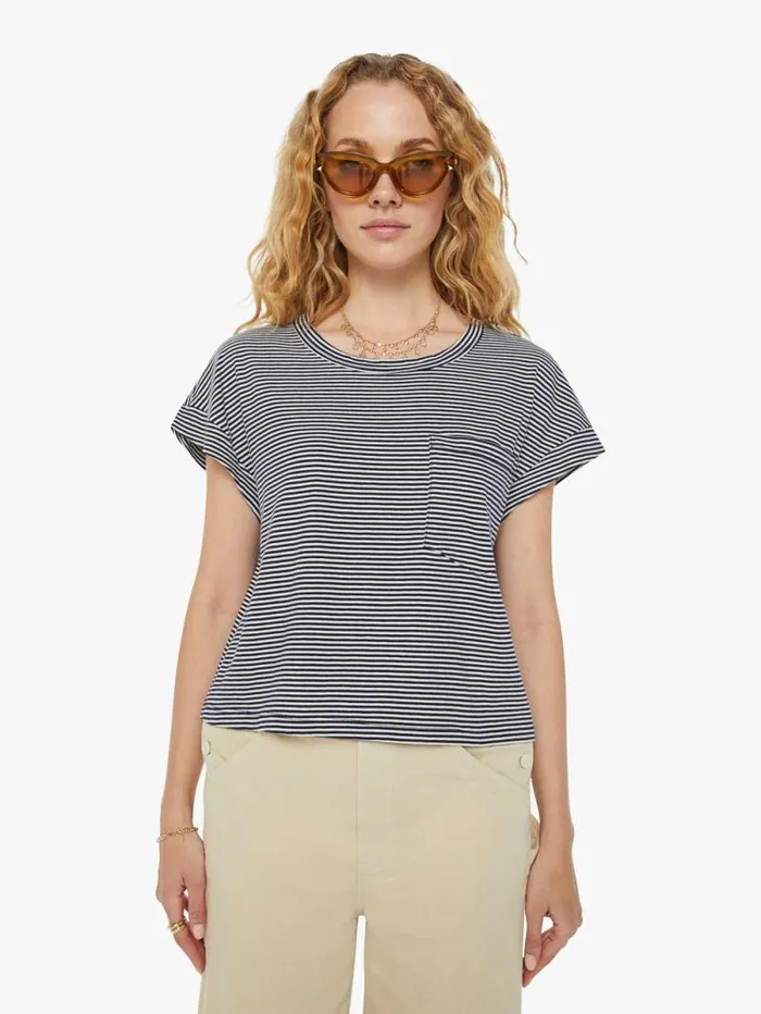 Women Tees Tanks Mother Denim The Keep On Rolling Pocket Tee White natural
