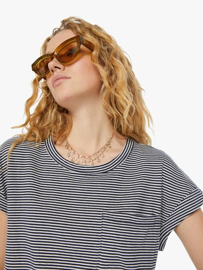 Women Tees Tanks Mother Denim The Keep On Rolling Pocket Tee White natural