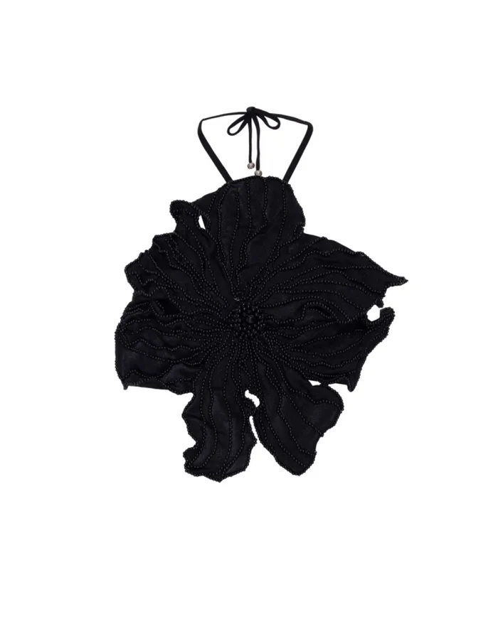 Women Tops and Bodysuits PatBO HANDBEADED FLOWER TOP EXCLUSIVE Black