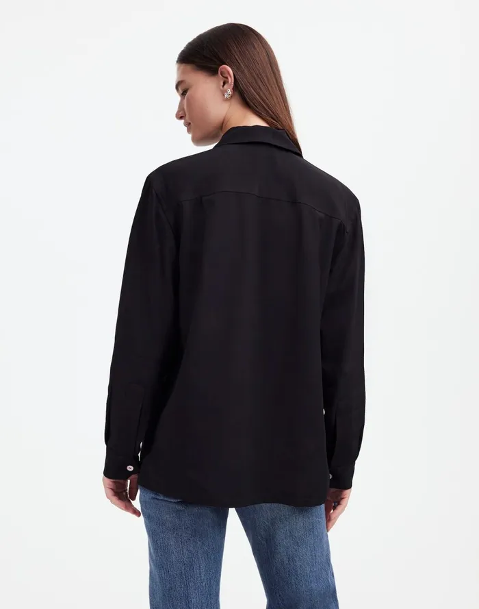 Women Tops and Shirts Madewell Alexa Chung For Madewell PleatPocket ButtonUp Shirt True Black