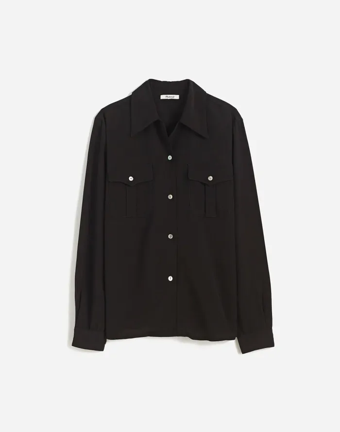 Women Tops and Shirts Madewell Alexa Chung For Madewell PleatPocket ButtonUp Shirt True Black