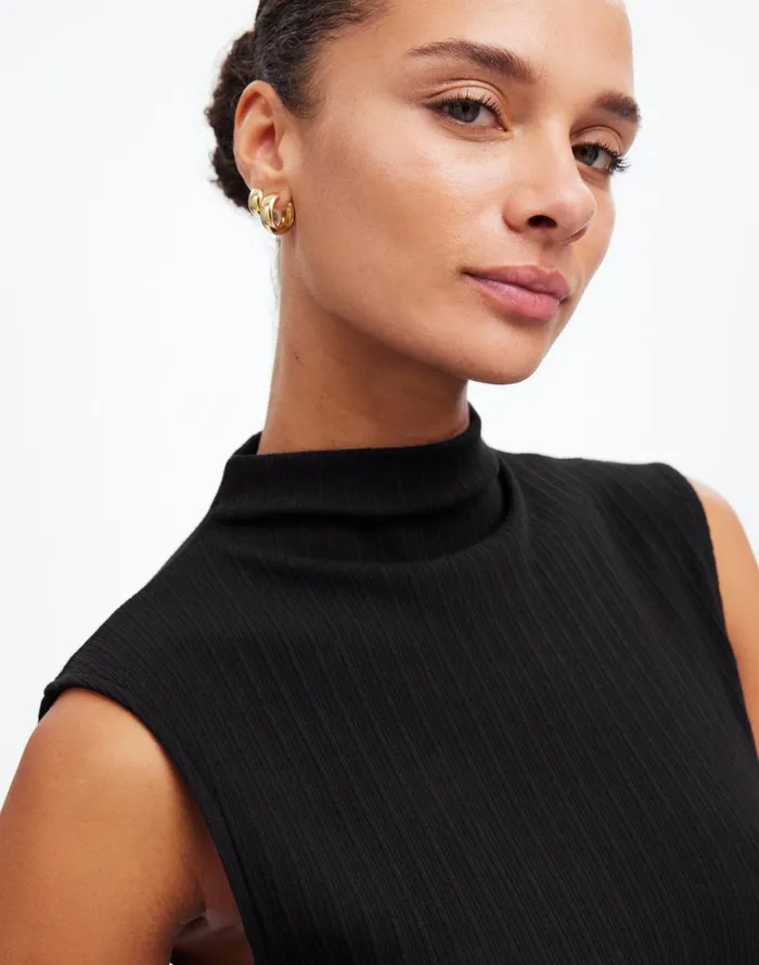 Women Tops and Shirts Madewell Ribbed Mockneck Tank Jet Black