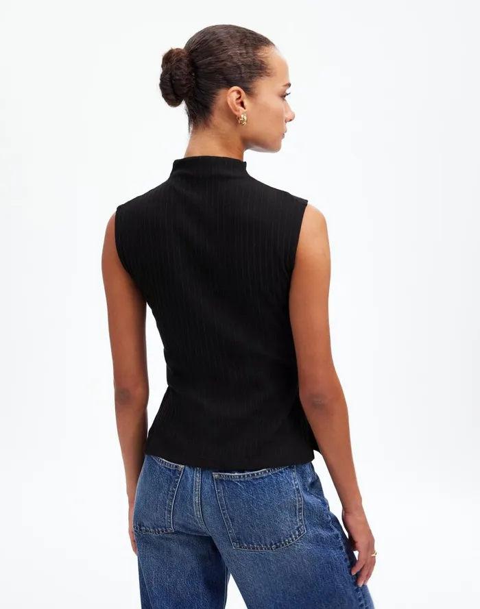 Women Tops and Shirts Madewell Ribbed Mockneck Tank Jet Black