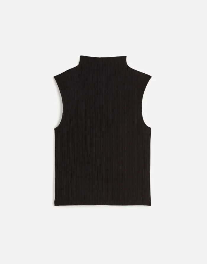 Women Tops and Shirts Madewell Ribbed Mockneck Tank Jet Black