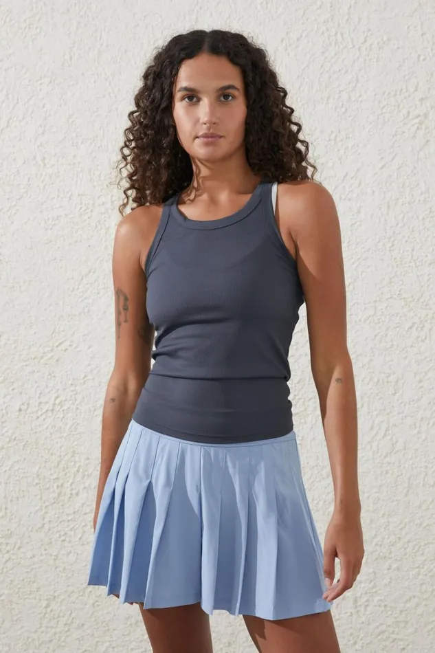 Women Tops Cotton On Active Rib Thin Racer Tank Element Blue