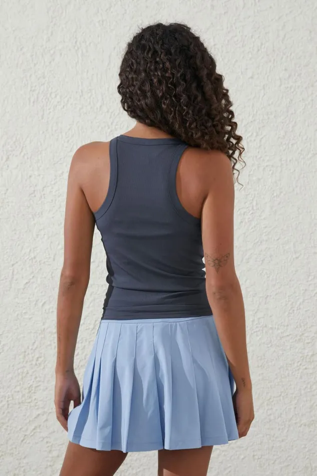 Women Tops Cotton On Active Rib Thin Racer Tank Element Blue