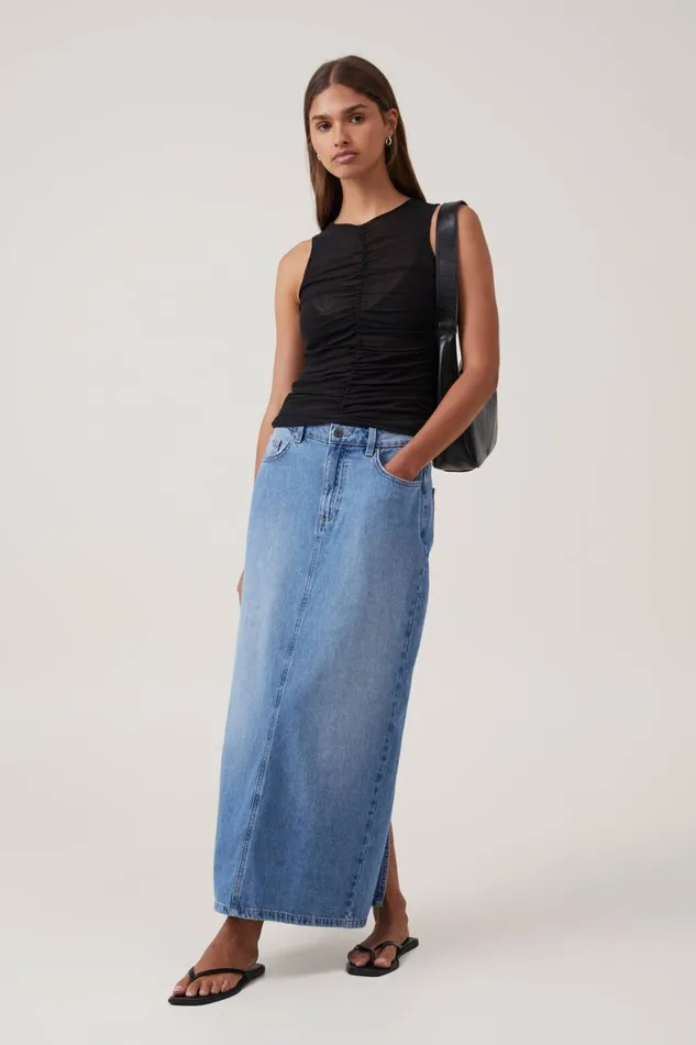 Women Tops Cotton On Becca Gathered Tank Black