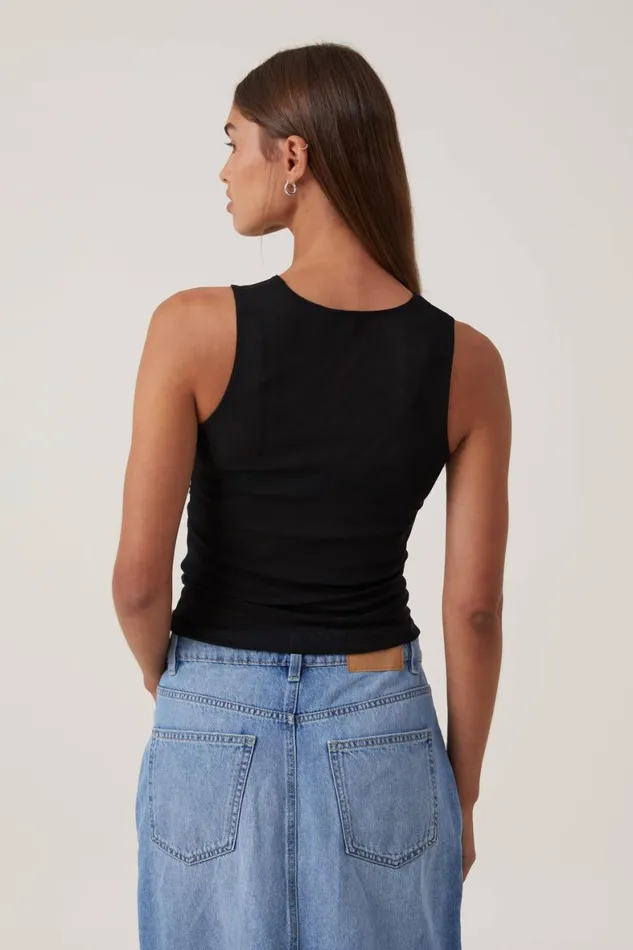 Women Tops Cotton On Becca Gathered Tank Black