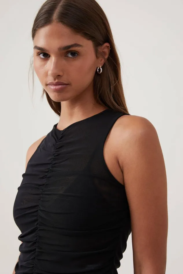 Women Tops Cotton On Becca Gathered Tank Black