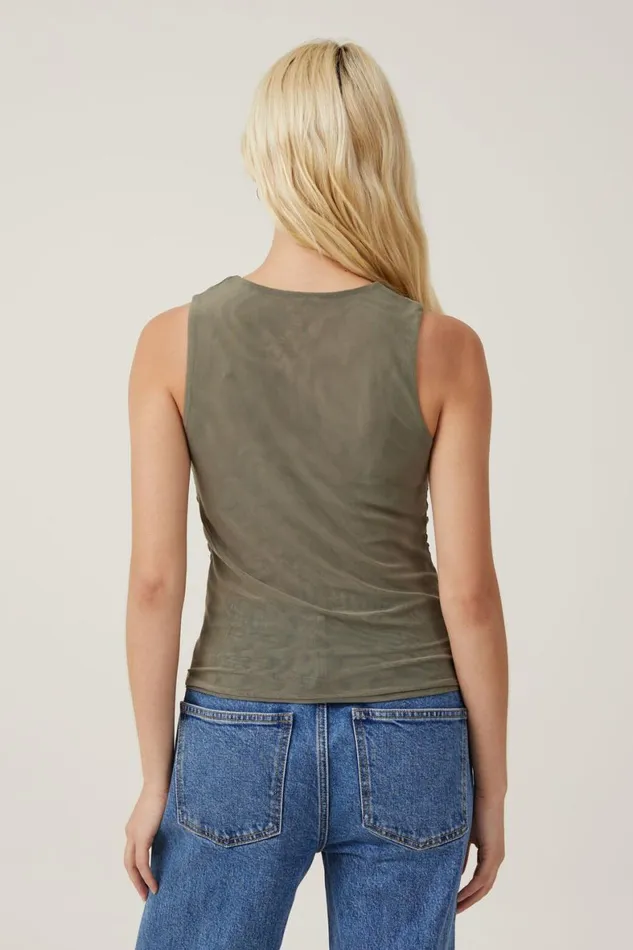 Women Tops Cotton On Becca Gathered Tank Woodland
