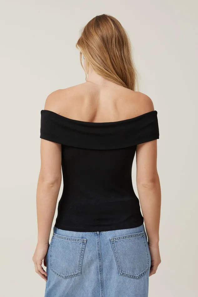 Women Tops Cotton On Chloe Off The Shoulder Top Black