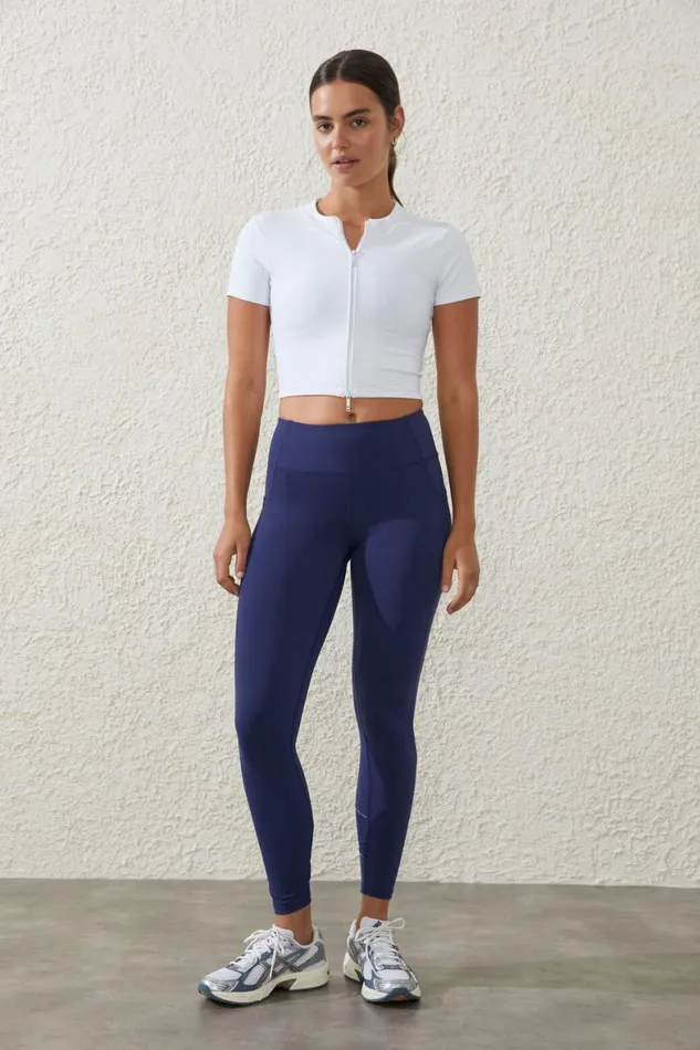Women Tops Cotton On Core Fitted Zip Through Tshirt White