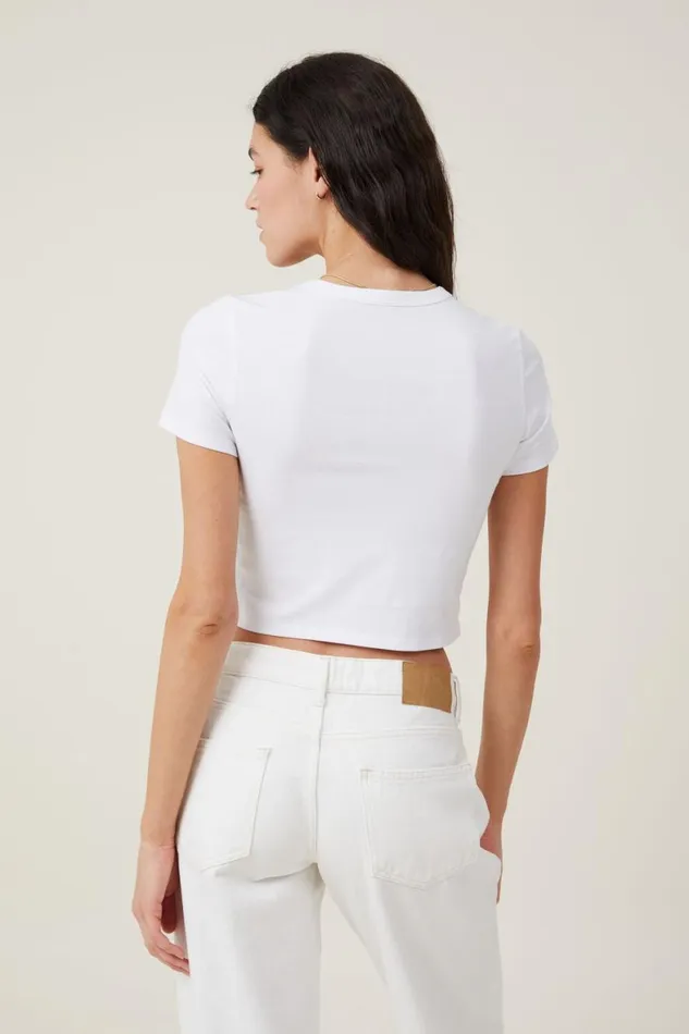 Women Tops Cotton On Crop Fit Graphic Tee Je Ne Sais Quoiwhite