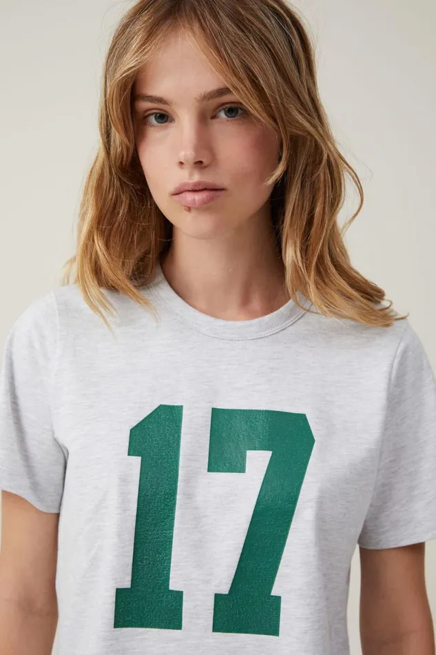 Women Tops Cotton On Crop Regular Tee Cali 17soft Grey Marle