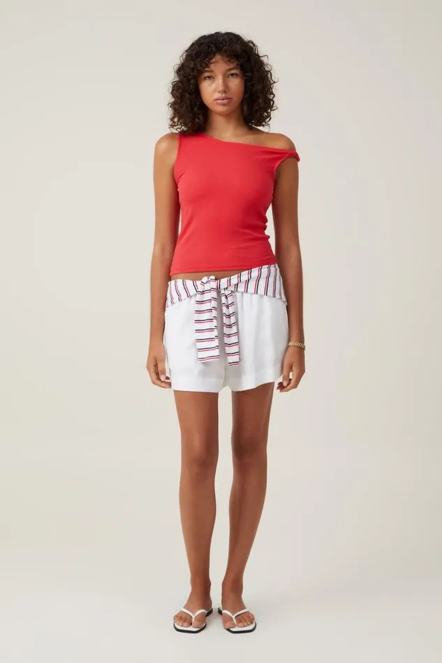 Women Tops Cotton On Margot Off The Shoulder Tank Fiery Red
