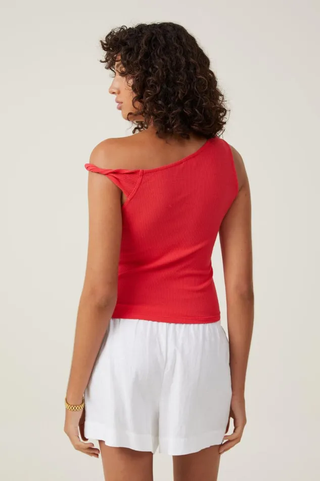 Women Tops Cotton On Margot Off The Shoulder Tank Fiery Red