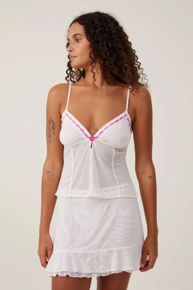 Women Tops Cotton On Mesh Cami Soft Rose
