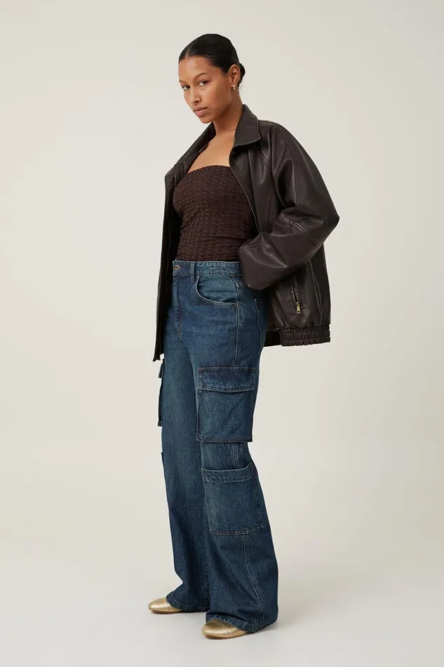 Women Tops Cotton On Nova Textured Tube Top Dark Oak