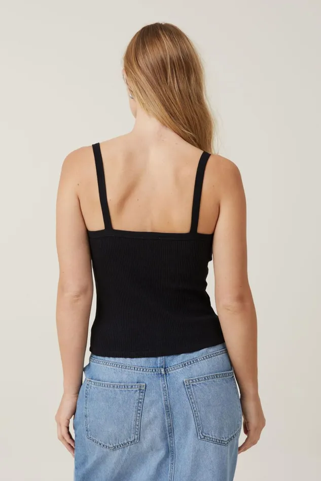 Women Tops Cotton On Rory Straight Neck Cami Black