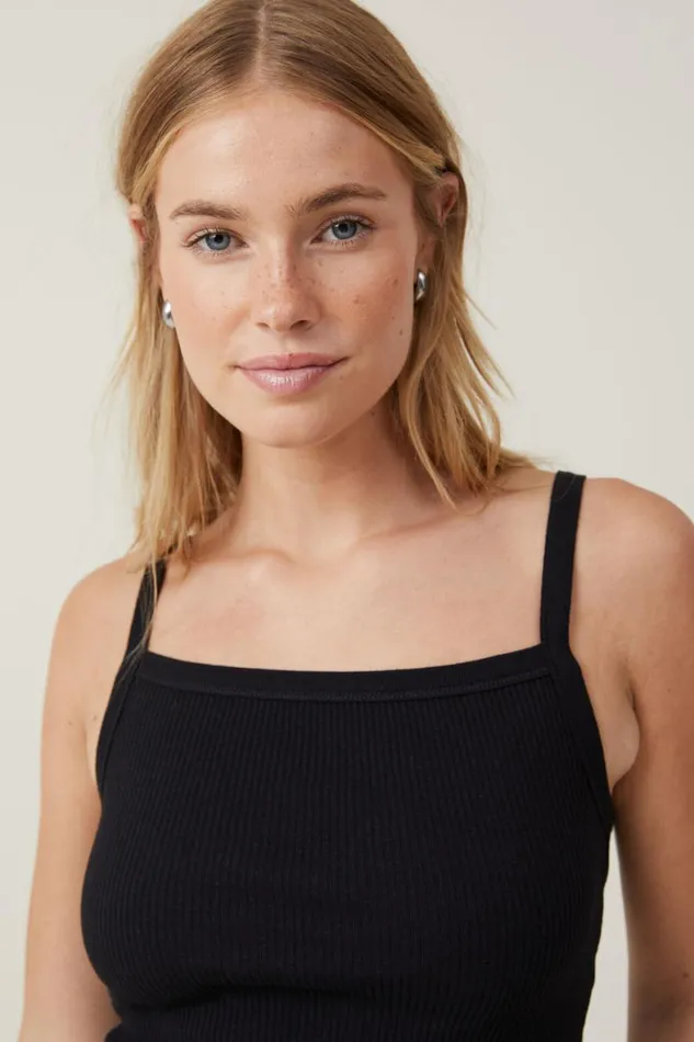 Women Tops Cotton On Rory Straight Neck Cami Black