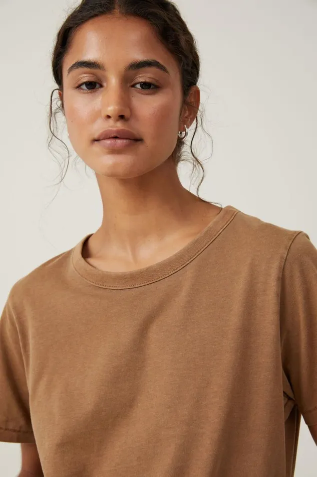 Women Tops Cotton On The Classic Organic Tee Washed Pinecone
