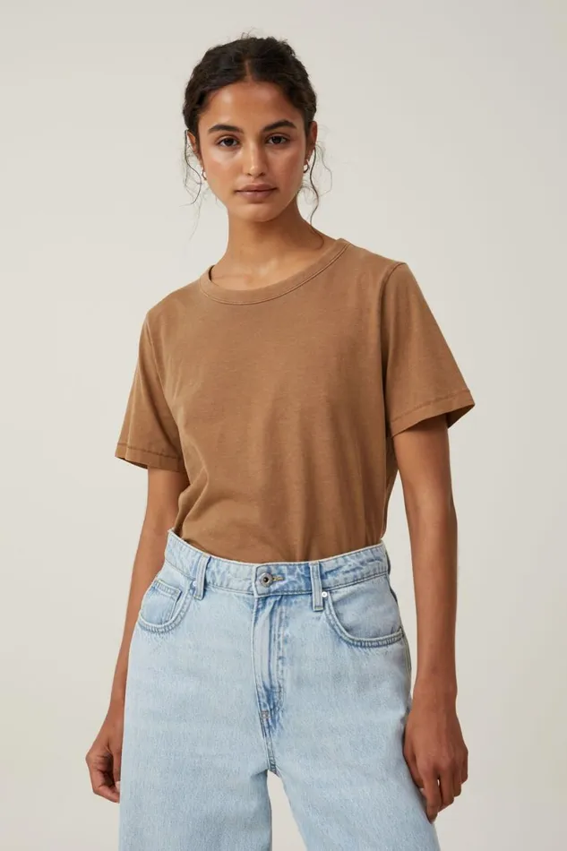 Women Tops Cotton On The Classic Organic Tee Washed Pinecone