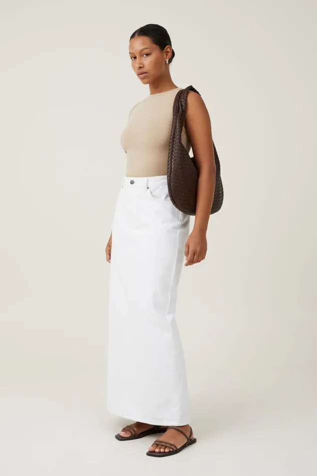 Women Tops Cotton On The One Basic High Neck Tank Mid Taupe
