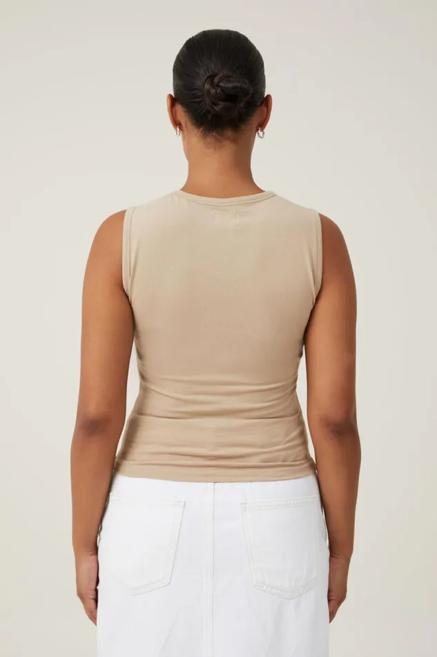 Women Tops Cotton On The One Basic High Neck Tank Mid Taupe